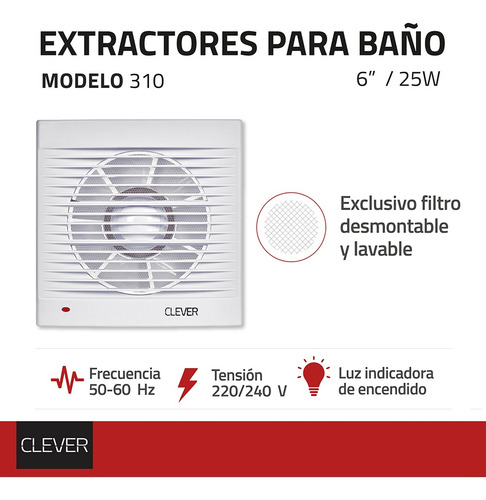 Extractor Para Baño Aire Techo 6 Pulgadas Silencioso Clever