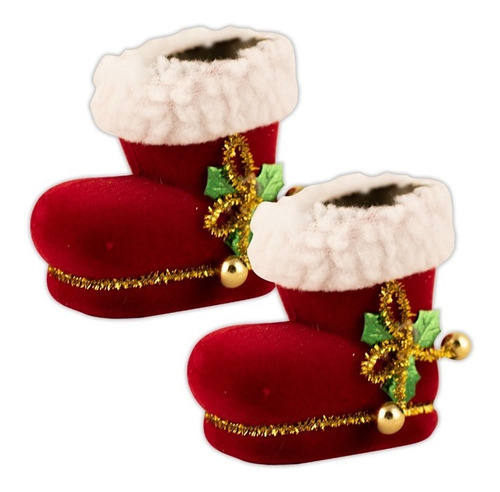 Botas Decoradas (2 Unidades), Papa Noel, Navidad