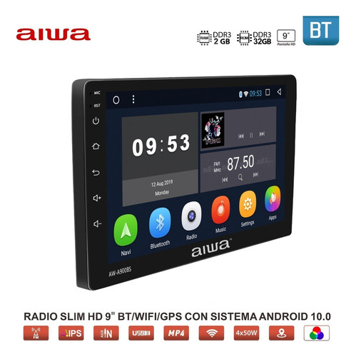Radio Carro Aiwa Android 10 Pantalla 9' Wifi 32gb + 2gb Ram