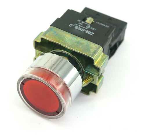 Botón Pulsador Luminoso Metálico Rojo Ø22.5mm Xb2bw3461