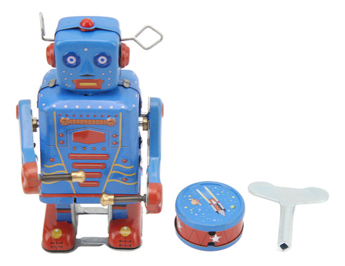 Robot De Juguete Clockwork Drumming, Tambor Retro De Hojalat