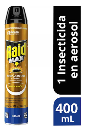 Insecticida Raid Max En Aerosol Cucarachas X 400 Ml