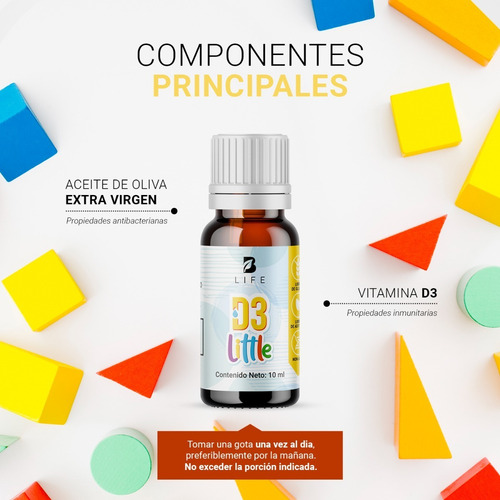 Imagen 2 de 5 de Vitamina D3 En Gotas Para Niños Con 300 Gotas B Life