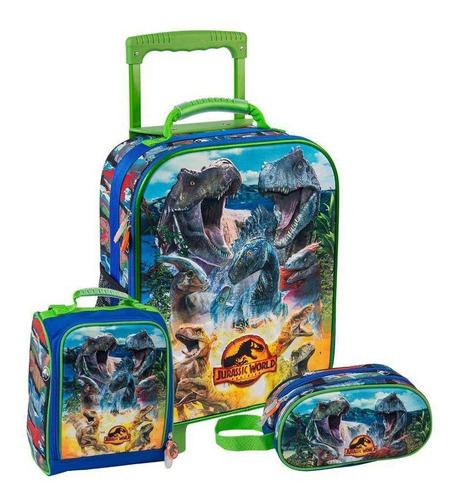 Maleta Con Set Jurassic Eva 3d Satin Scool