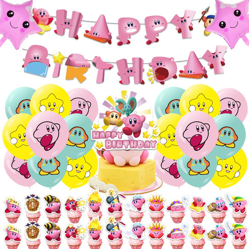 L Kirby Set De Fiesta Decoración De Cumpleaños Con Globos