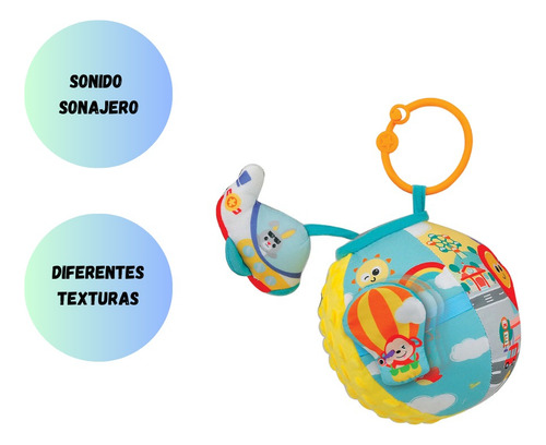 Imagen 3 de 5 de Sonajero Pelota Soft Avion Con Sujetador Win Fun