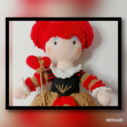 Reina De Corazones Muñeca Amigurumi Hecha A Mano De 36 Cm