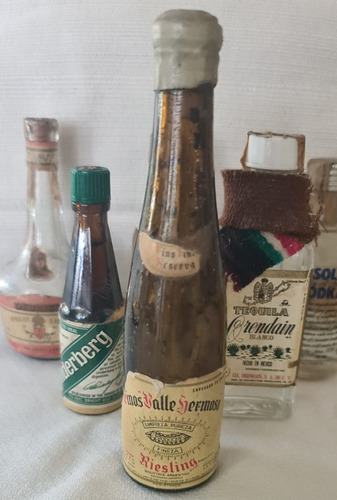 7 Antiguas Mini Botellitas De Licor Y Vino (Usado)