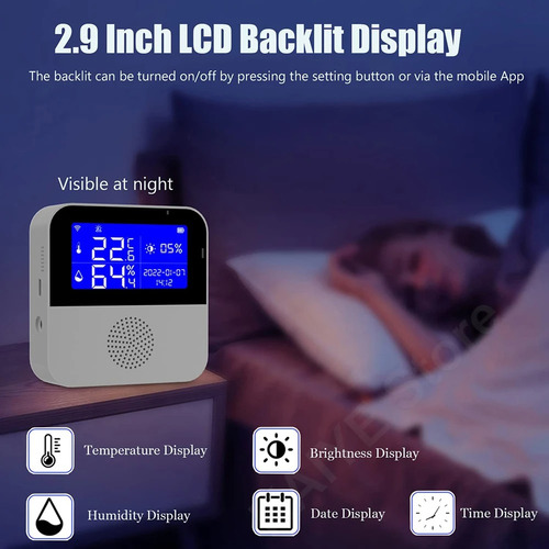 Controlador Temp. Y Humedad Digital Termostato Alarma Tuya