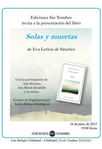 Solas Y Muertas De Eva Leticia De Sánchez 