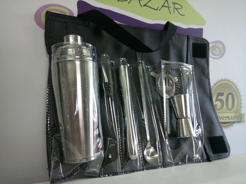 Imagen 5 de 7 de Bolso Estuche Portátil Set Barman Para 7 Piezas Eco Cuero