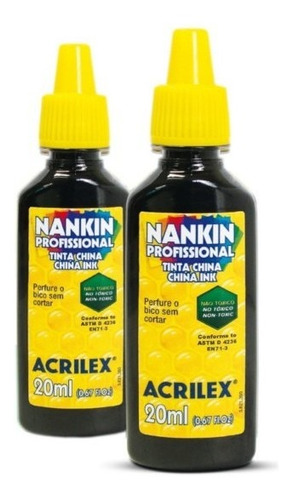 Tinta China | Negro | Acrilex | 20 Ml