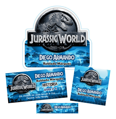 2x1- 2 Mod Etiquetas Escolares Jurassic World, Regreso Clase