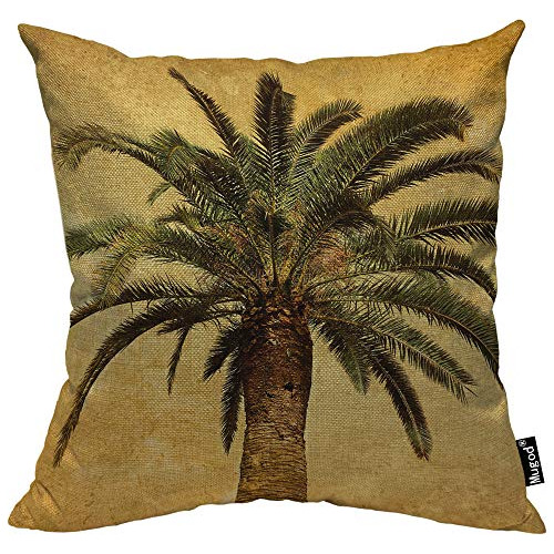 Palm Tree Throw Pillow Case Hawaiian Tropical Palms Lea...