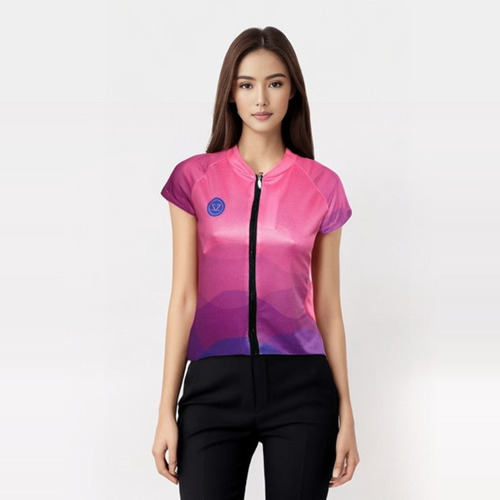 Remera Jersey Mujer Mazzi Estampada C/cierre - Racer Bikes