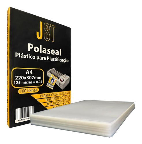 Plástico Para Plastificação - A4 220x307 100 Folhas - Jst