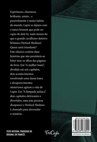 Arsène Lupin contra Herlock Sholmes, de Leblanc, Maurice. Clássicos da literatura mundial Editorial TRICAJU, capa mole em português, 2021