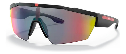 Gafas de sol Prada PS03xs DG008f 44 Color de montura: negro, color varilla, negro, color de lente: espejo oscuro, gris/azul/rojo, diseño irregular