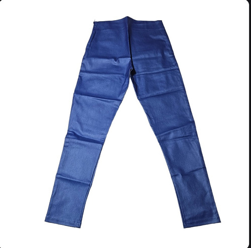 Pantalón  Chupín De Eco Cuero Engomado Azul Acero - Divino! 