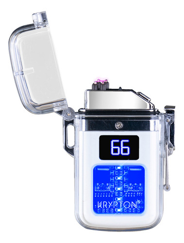 Encendedor Electrico Recargable Doble Arco Blanco Luminoso