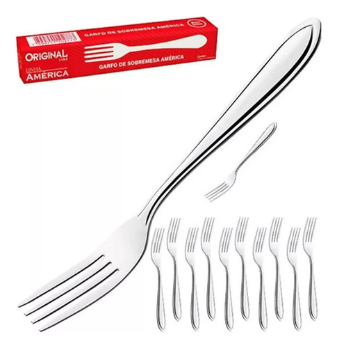 Kit 12 Garfos De Mesa Em Aço Inox Line Sl0206