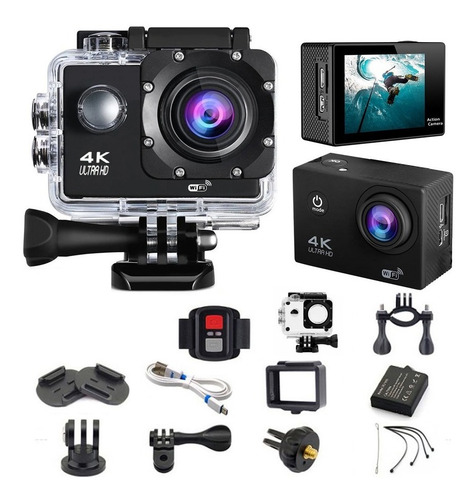 Imagem 4 de 10 de Kit Câmera Esportiva Sport 4k Prova D'água + 32gb + Bateria