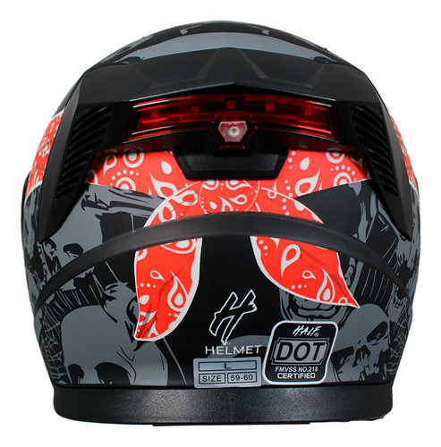 Casco Abatible Deportivo Fibra Carbono Certificado Dot Led Rojo Y Negro Bandido Red L