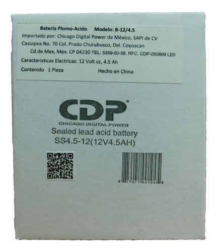 Imagen 3 de 9 de Bateria Ups 12 V 4.5 A Cdp Nueva Sellada Original Lsb12-4.5