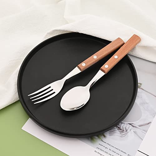 Juego De Cubiertos De Plata Con Mango De Madera Natural, Jue