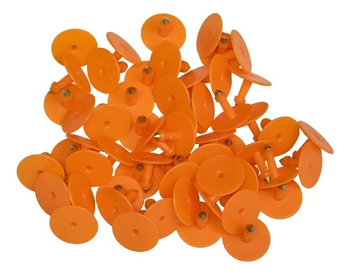 Kit 100 Brincos Bovinos Identificação De Gado Boi Numerados Cor Laranja