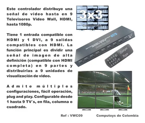 Video Wall 3x3 Controller 1 Imagen A 9 Pantallas Computoys