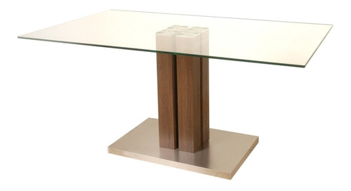 Mesa Comedor  Vidrio 1,60x0,90 Base Laqueada Blanca