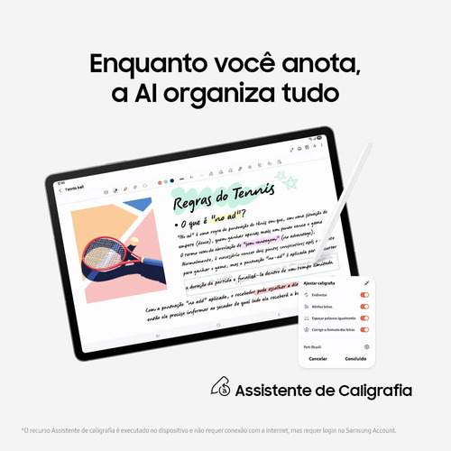 Tablet Samsung Galaxy Tab S10 Fe+ Wifi, 128gb, 8gb, Tela 13.1 90hz, S Pen E Capa Inclusas - Cinza