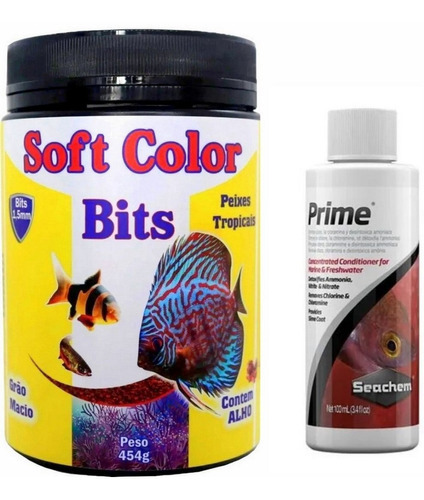 Ração Soft Color Bits 454g Maramar + Seachem Prime 100ml