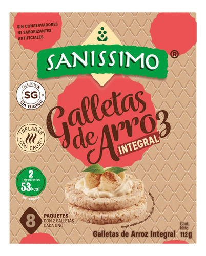 Galleta Arroz Integral 8p 112g Saníssimo