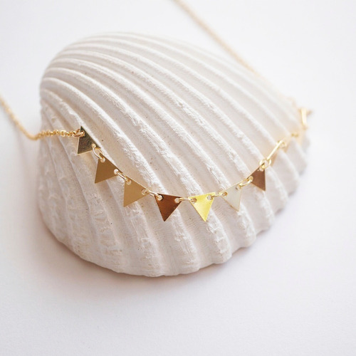 Collar Choker De Triángulos Minimalista En Baño De Oro 18k
