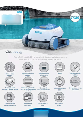 Robô Rb2 Para Limpar Piscinas De Até 12m Sodramar Bivolt