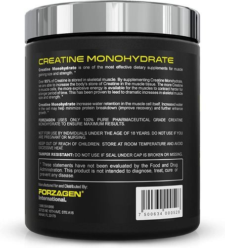 Imagen 3 de 3 de Creatina Monohidratada Forzagen En Polvo Sin Sabor 72serv 5g