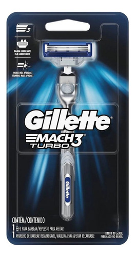 Maquina De Afeitar Recargable Mach3 Turbo Gillette