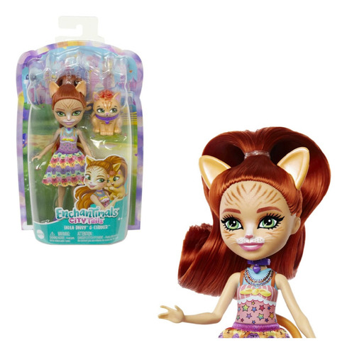 Muñeca Enchantimals City Tails Tarla Tabby + Mascota
