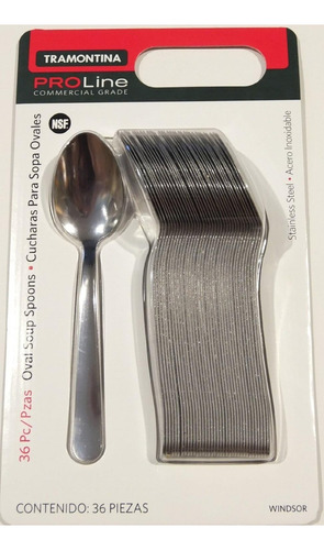 Tramontina Pro Line 36 Cucharas Para Sopa Acero Inoxidable Mango Gris