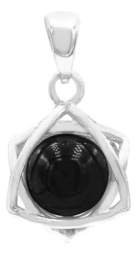 Dije De Estrella De Seis Puntas De Plata Con Esfera Shungita Color Negro