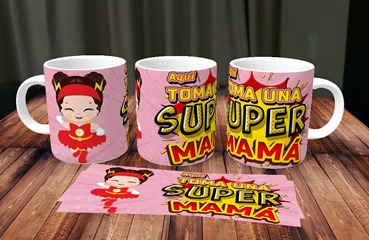Taza De Ceramica Aquí Toma Una Super Mama Mod 5