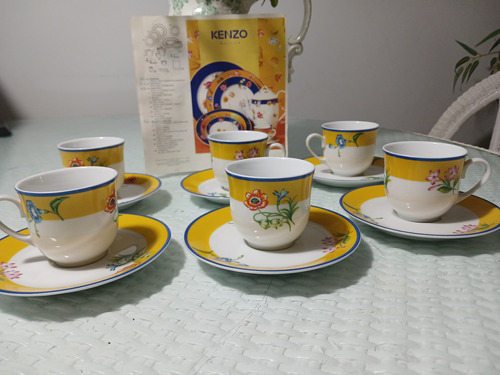 Kenzo Vajilla 6 Tazas De Café De Porcelana Hana Jaune