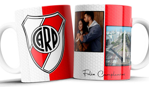 Taza Clubes De Fútbol - Personalizadas Con Fotos - Nombres Blanco River Plate 2 Fotos