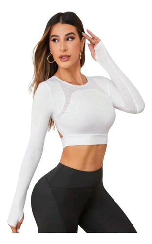 Crop Top Deportivo Manga Larga Espalda Descubierta Ref. 2320