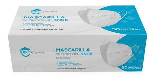 Mascarilla Kn95 N95 5 Capas Biodefender Certificada 50 Unid.