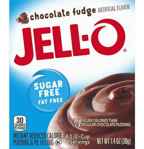 Jell-o Pudding Chocolate Fudge Pudin Sin Azucar 39grs 6 Pza.