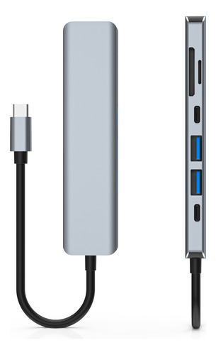 Estación De Acoplamiento 7 En 1 Tipo C Hub Pd Hdmi Usb Sd Tf
