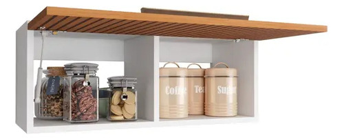 Armário Aéreo Dunk Suspenso 1 Porta Lavanderia Cozinha Branco Ripado 32cm X 80cm X 31cm Jm3 Móveis
